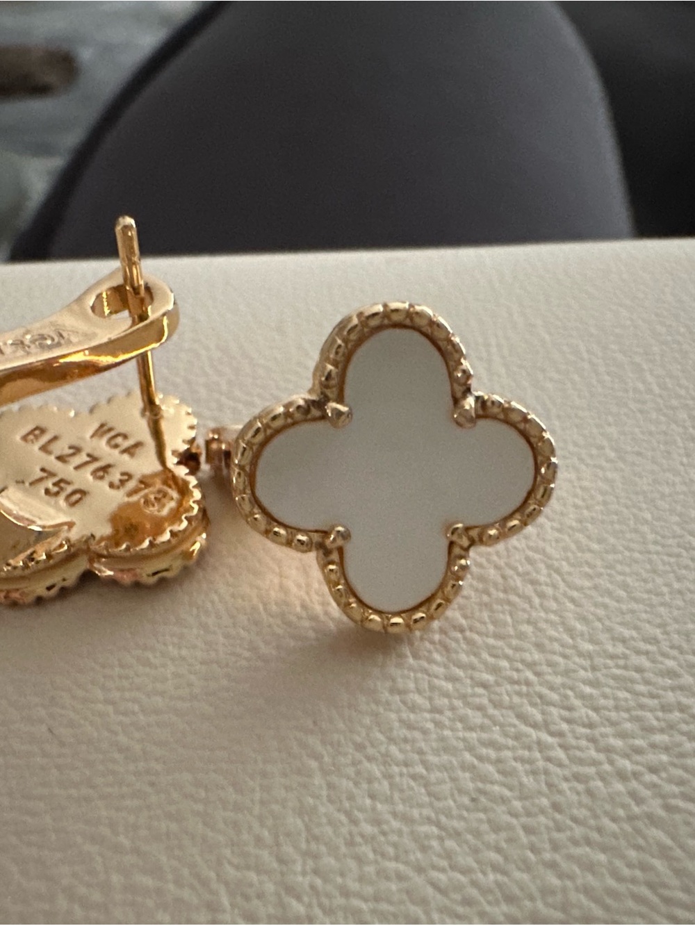 Gold and White Clover Stud Earrings - Women Jewelry- luxury inspired new